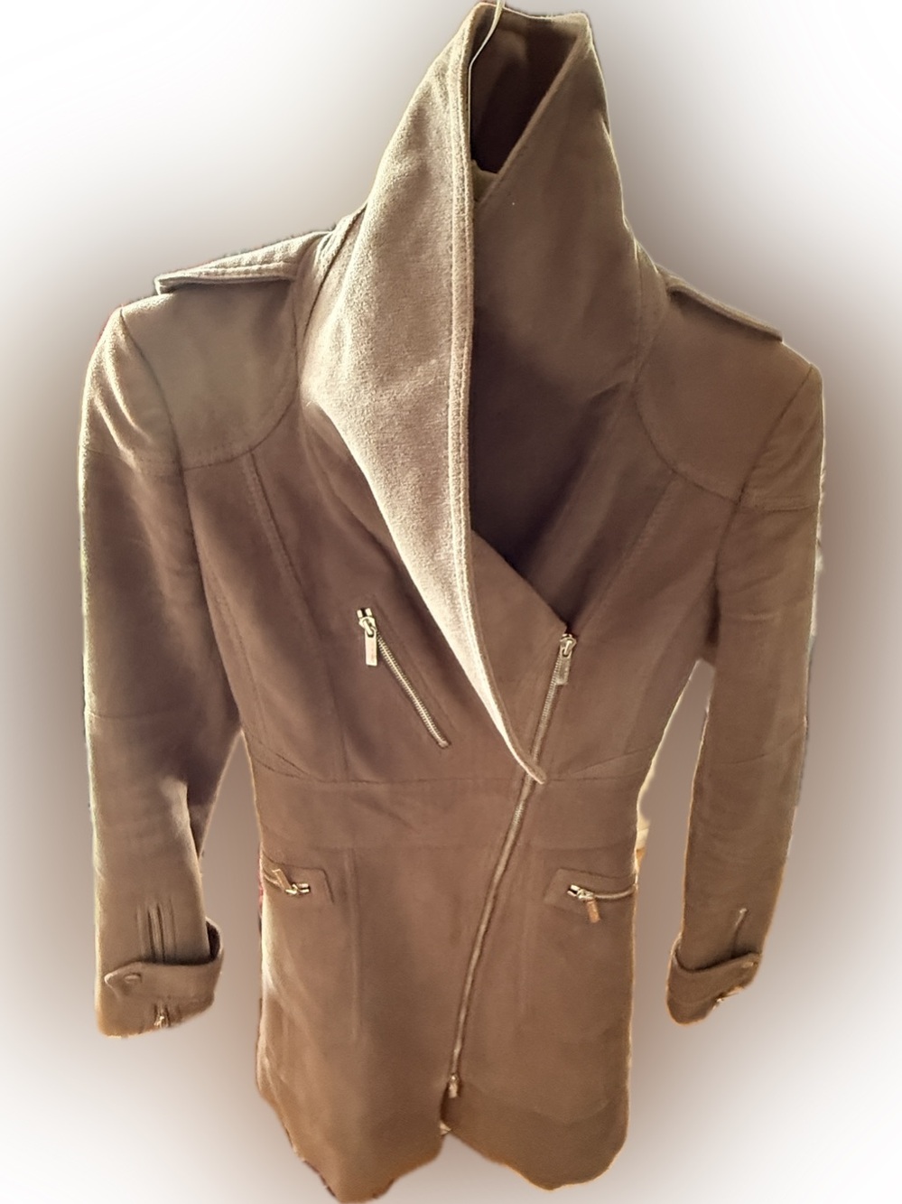 Like New | Karen Millen Asymmetrical Zip Funnel Neck Coat | US 4